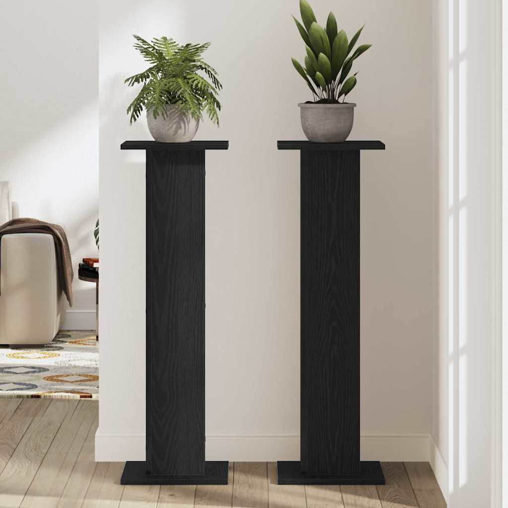 Növényállvány 2 db Fekete tölgy 30 x 30 x 95 cm Szerelt fa