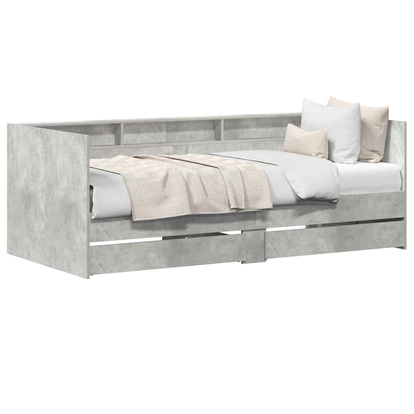 Nappali ágy fiókkal polcokkal Szürke 90 x 200 cm Szerelt Fa