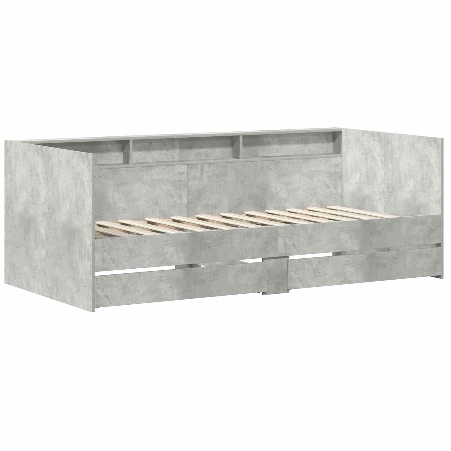 Nappali ágy fiókkal polcokkal Szürke 90 x 200 cm Szerelt Fa