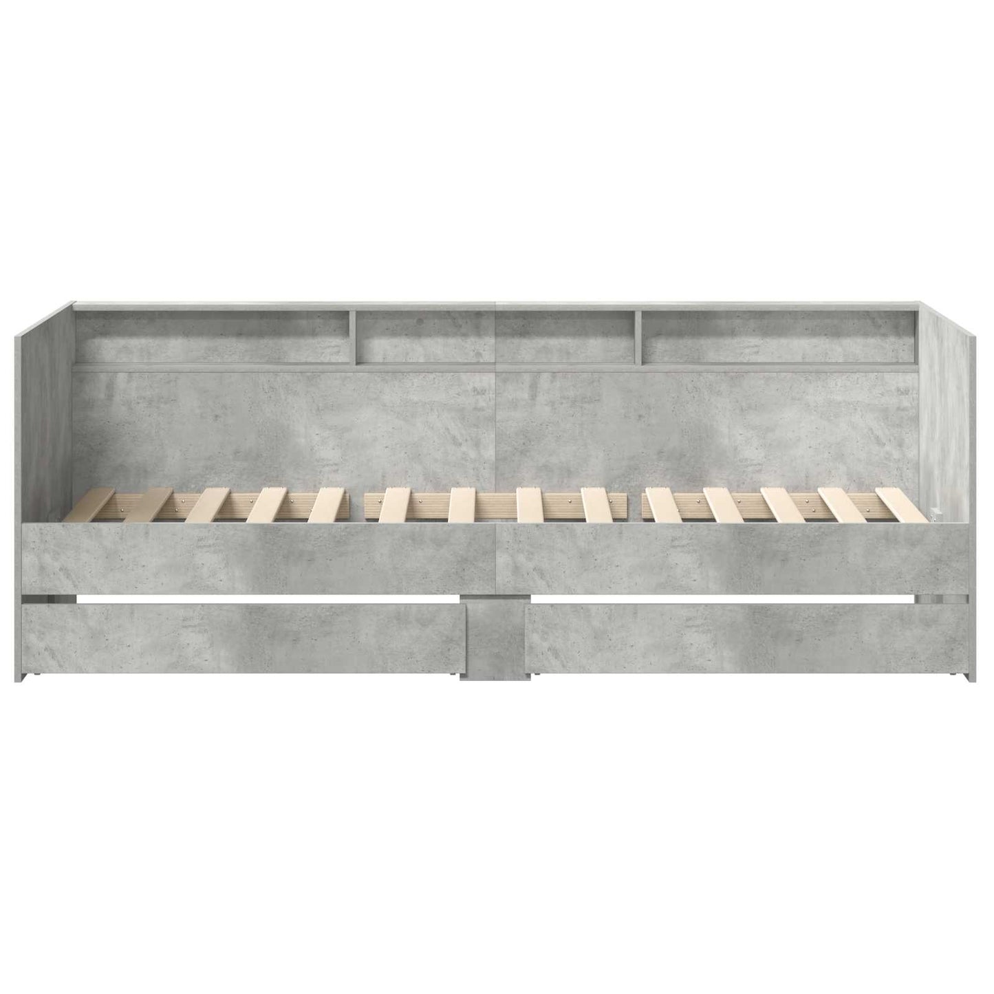 Nappali ágy fiókkal polcokkal Szürke 90 x 200 cm Szerelt Fa