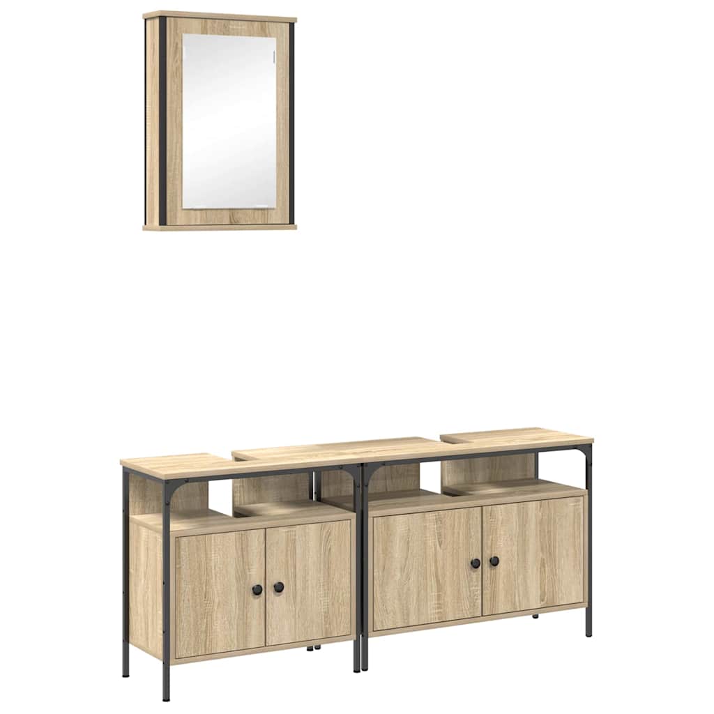 Fürdőszoba bútor szett 3 db Barna 80 x 30 x 60 cm Szerelt fa