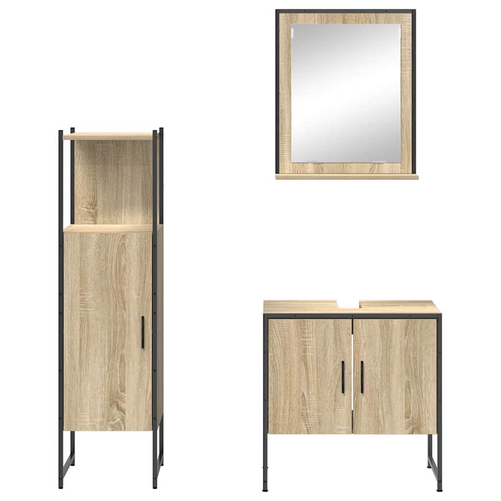 Fürdőszoba bútor szett polcokkal tárolóval 3 pcs Barna Faanyag