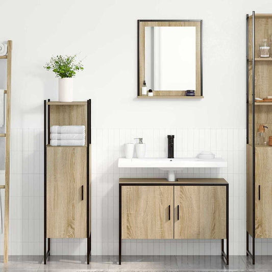 Fürdőszoba bútor szett polcokkal tárolóval 3 pcs Barna Faanyag