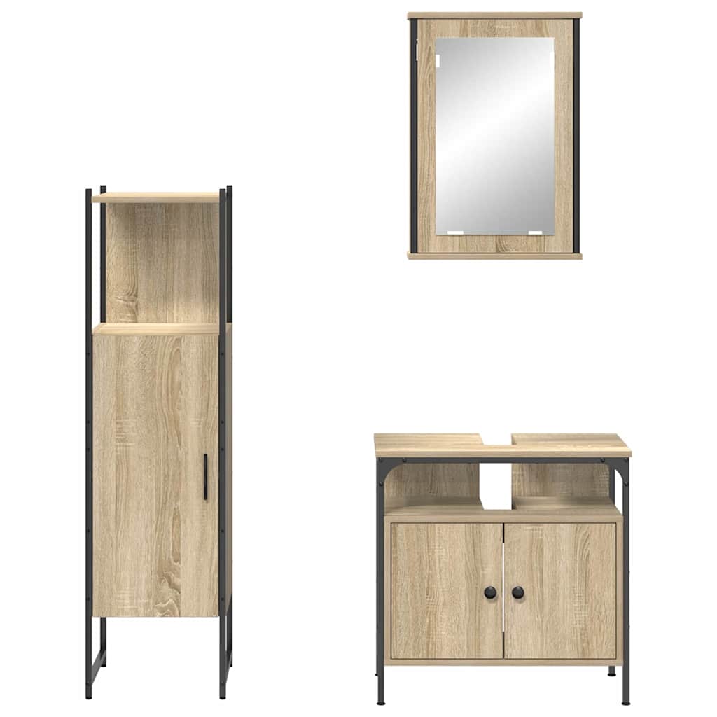 Fürdőszoba bútor szett polcokkal tárolóval 3 pcs Barna Faanyag