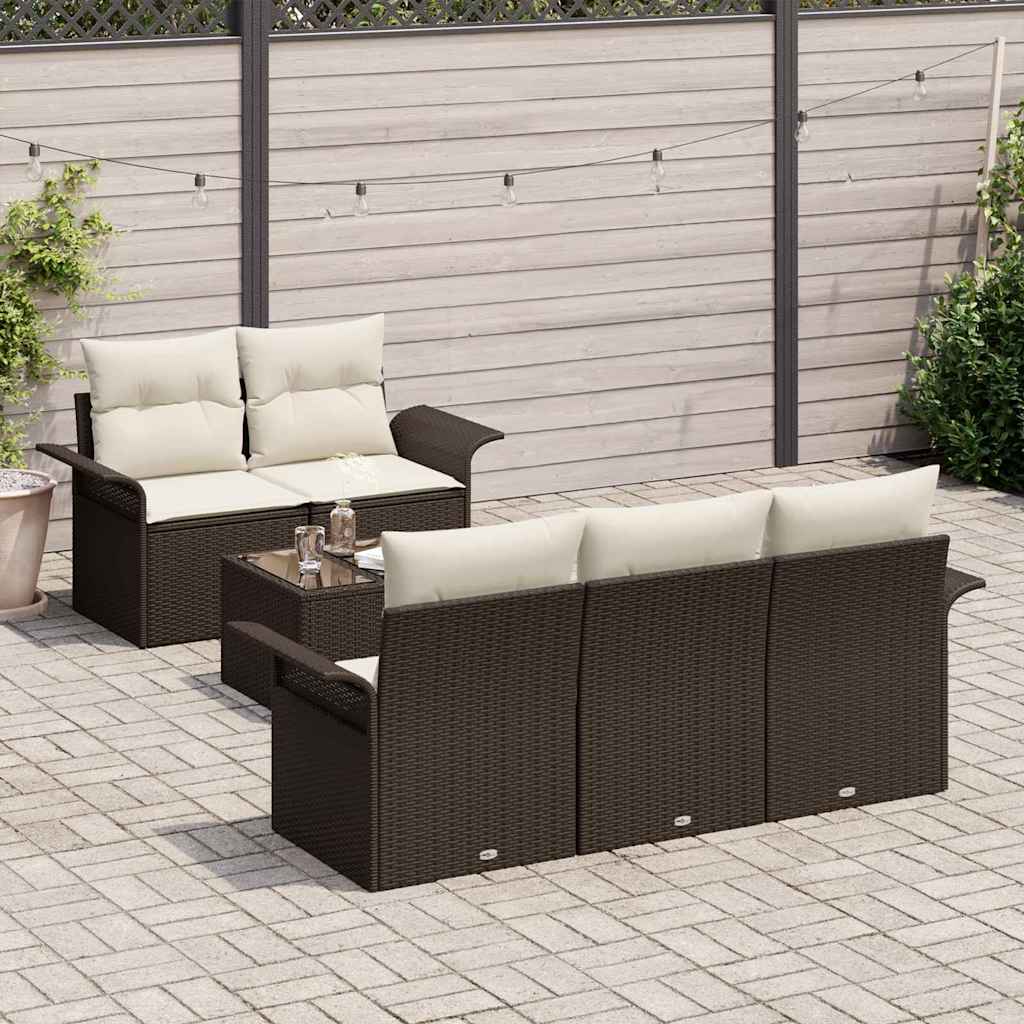 Kanapé Szett párnával 6 pcs Barna polirattan
