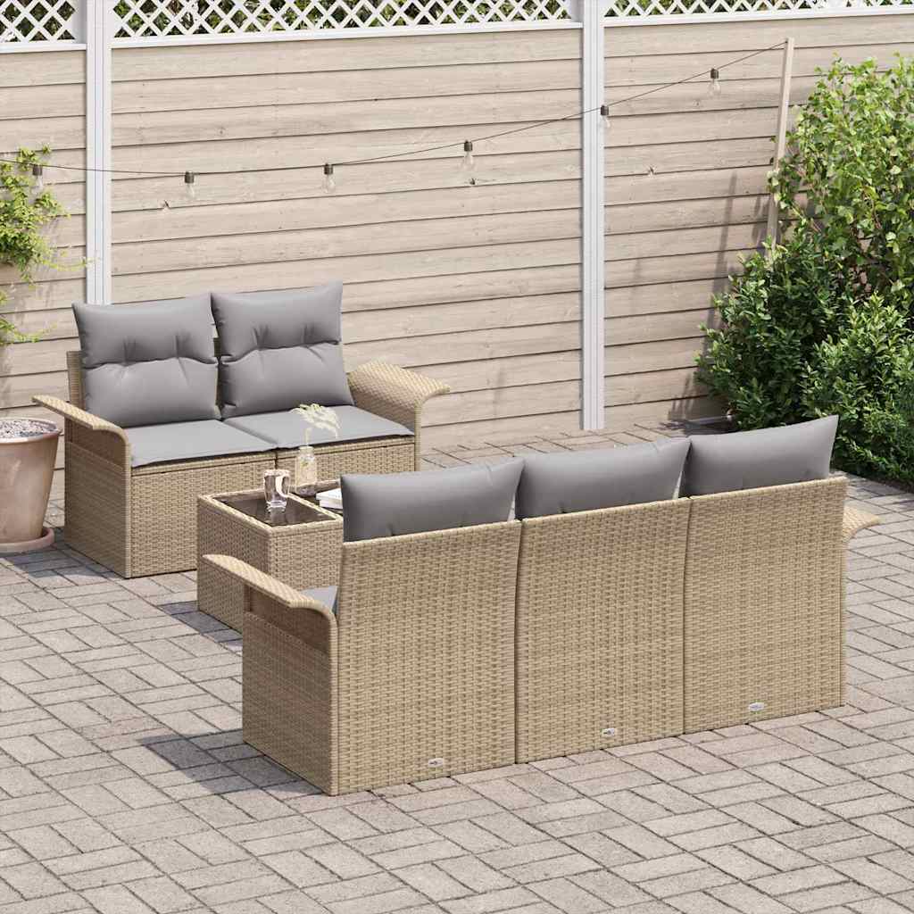 Kanapé Szett párnával 6 pcs Bézs polirattan