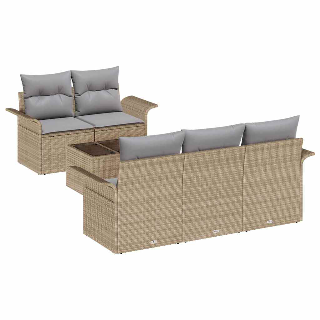 Kanapé Szett párnával 6 pcs Bézs polirattan