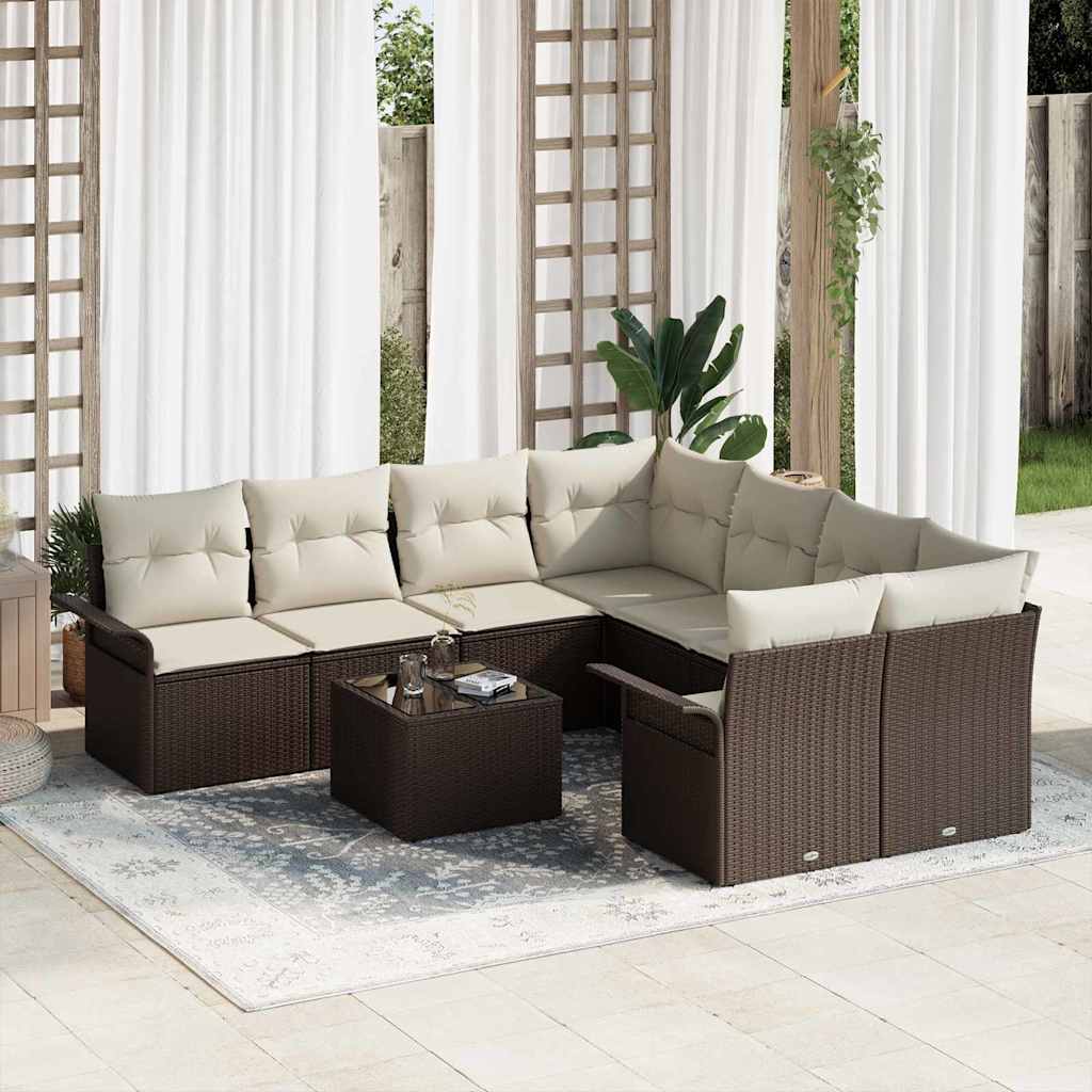 Kerti Kanapé Szett 9 pcs Barna Poli rattan