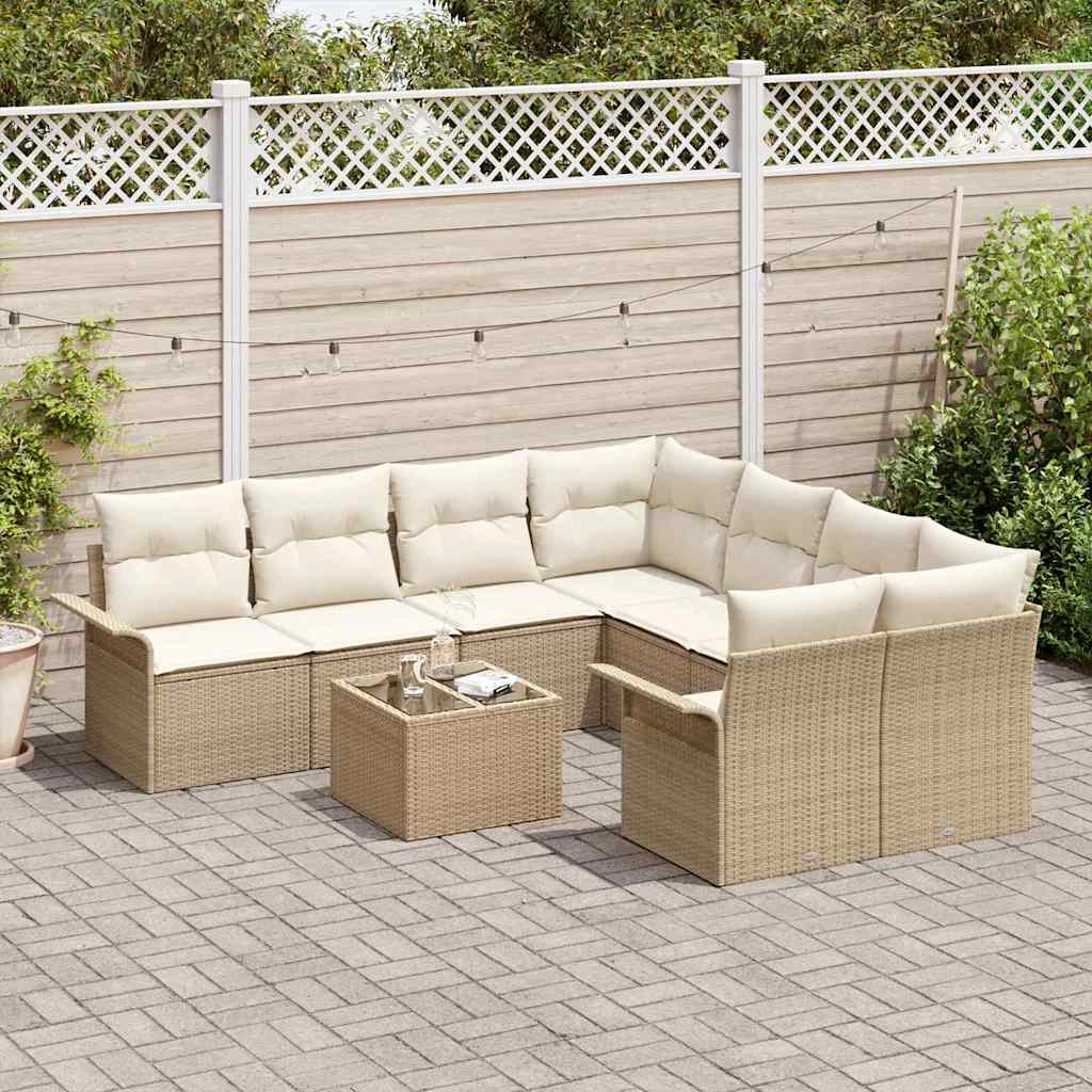 Kerti Kanapé Szett 9 pcs Bézs Poli rattan