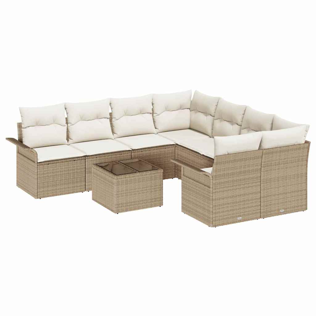 Kerti Kanapé Szett 9 pcs Bézs Poli rattan