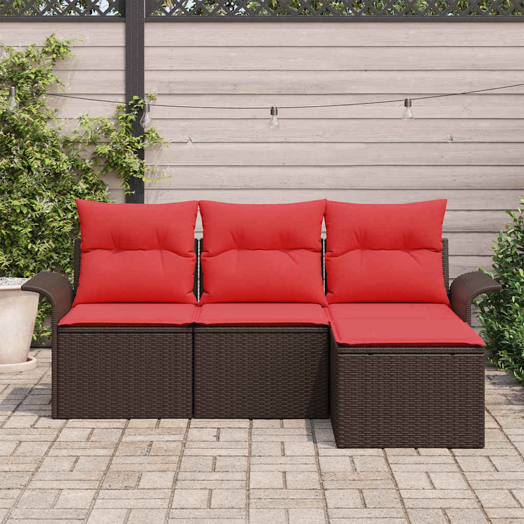 Kerti Kanapé Szett párnával 4 pcs Barna polirattan
