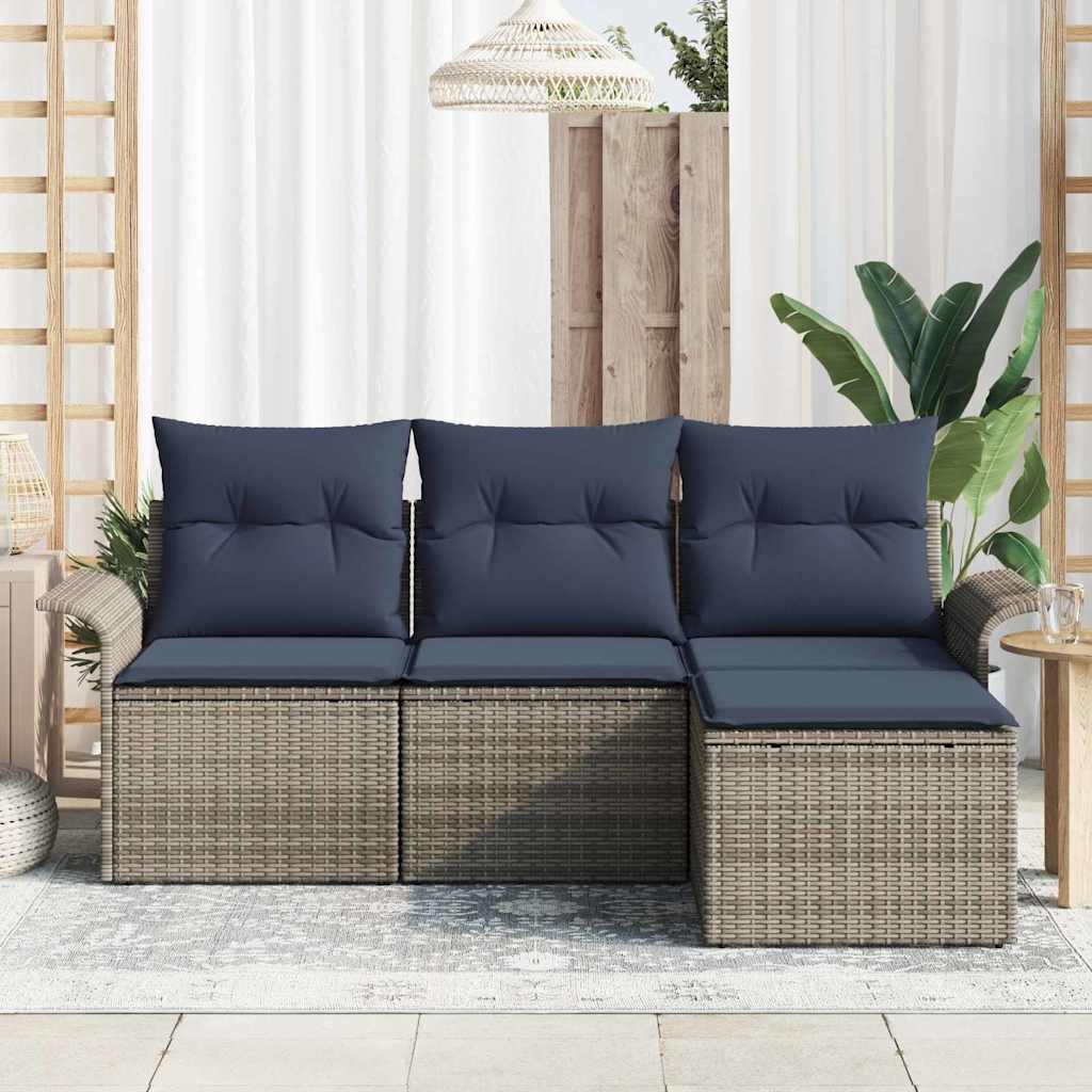 Kerti Kanapé Szett párnával 4 pcs Szürke polirattan