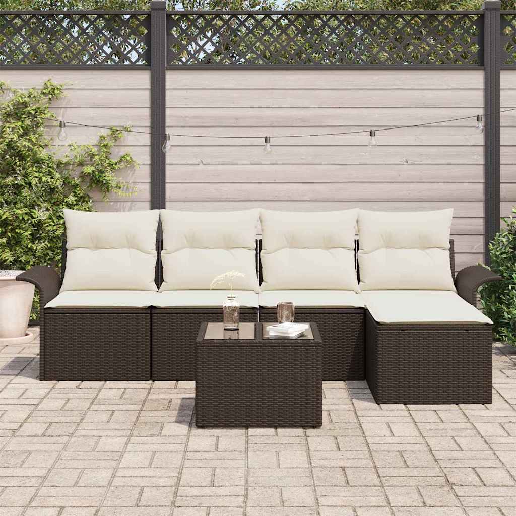 Kültéri kanapé párnával 6 pcs Barna polirattan
