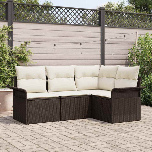 Kerti Kanapé Szett párnával 4 pcs Barna polirattan