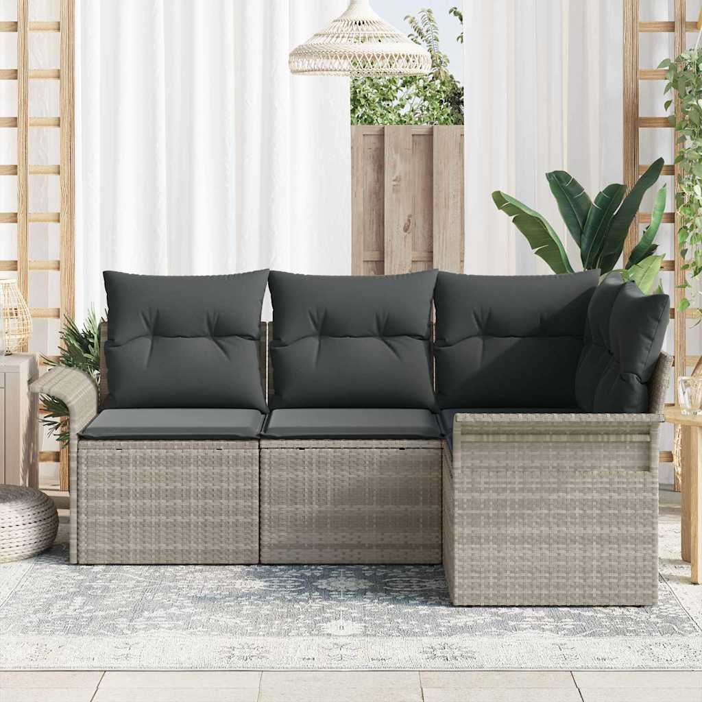 Kerti Kanapé Szett párnával 4 pcs Világosszürke polirattan