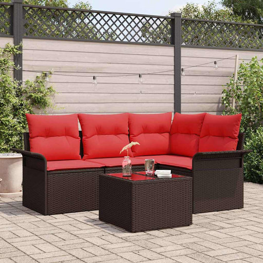 Kerti Kanapé Szett párnával 5 pcs Barna polirattan