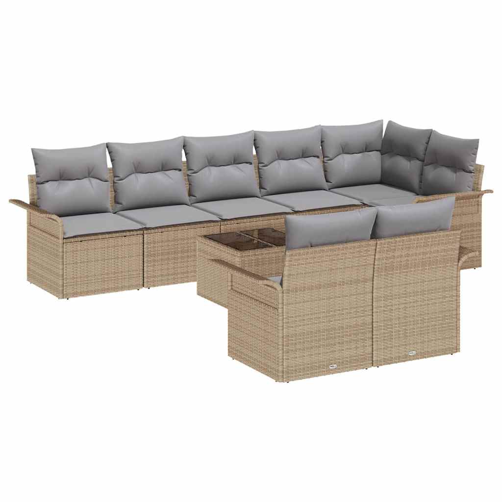 Kerti Kanapé Szett párnával 9 pcs Bézs Poli rattan