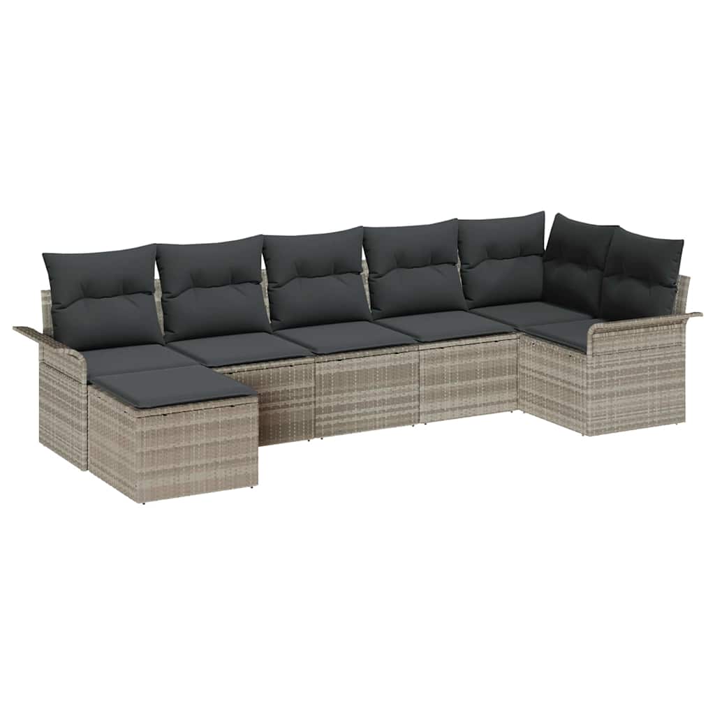 Kerti Kanapé Szett párnával 7 pcs Világosszürke Poli rattan