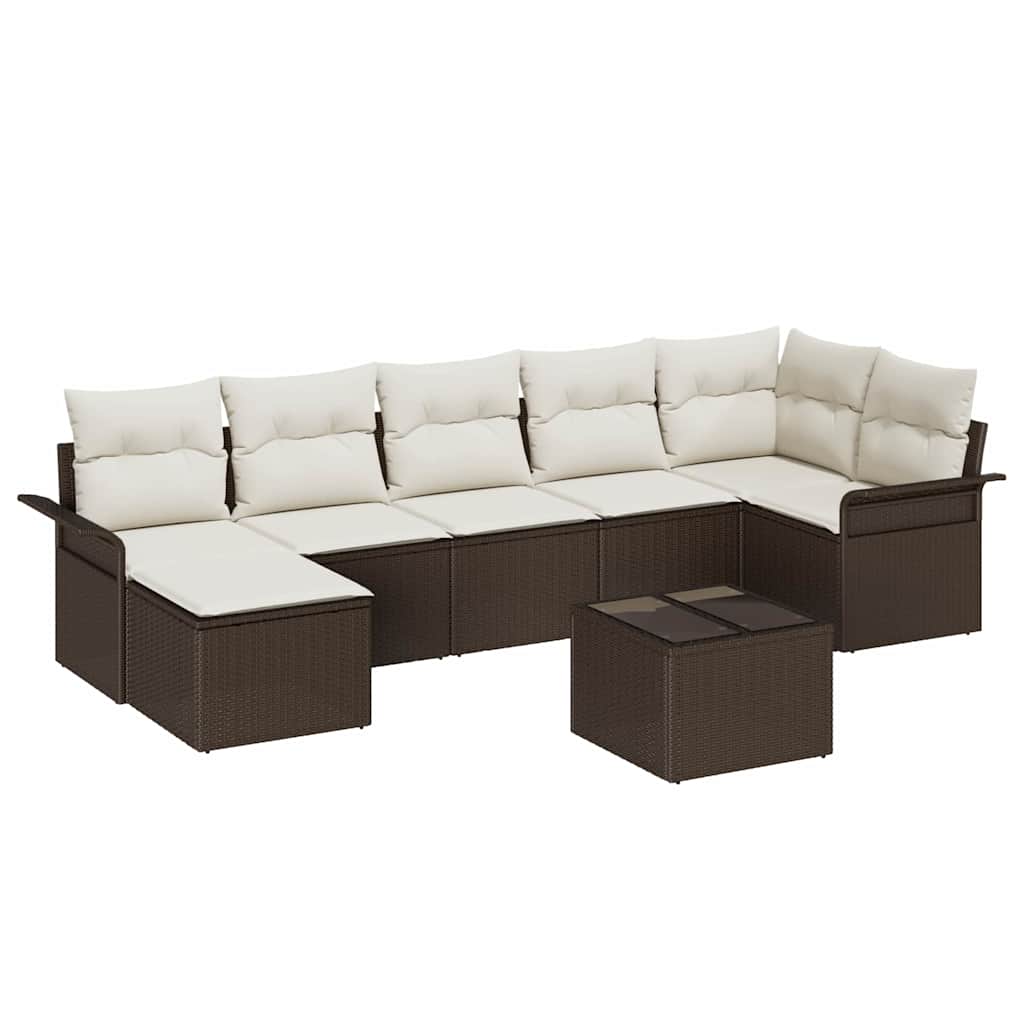 Kerti Kanapé Szett párnával 8 pcs Barna Poli rattan