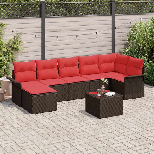 Kerti Kanapé Szett párnával 8 pcs Barna Poli rattan
