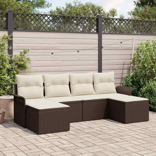 Kerti Kanapé Szett párnával 6 pcs Barna Poli rattan
