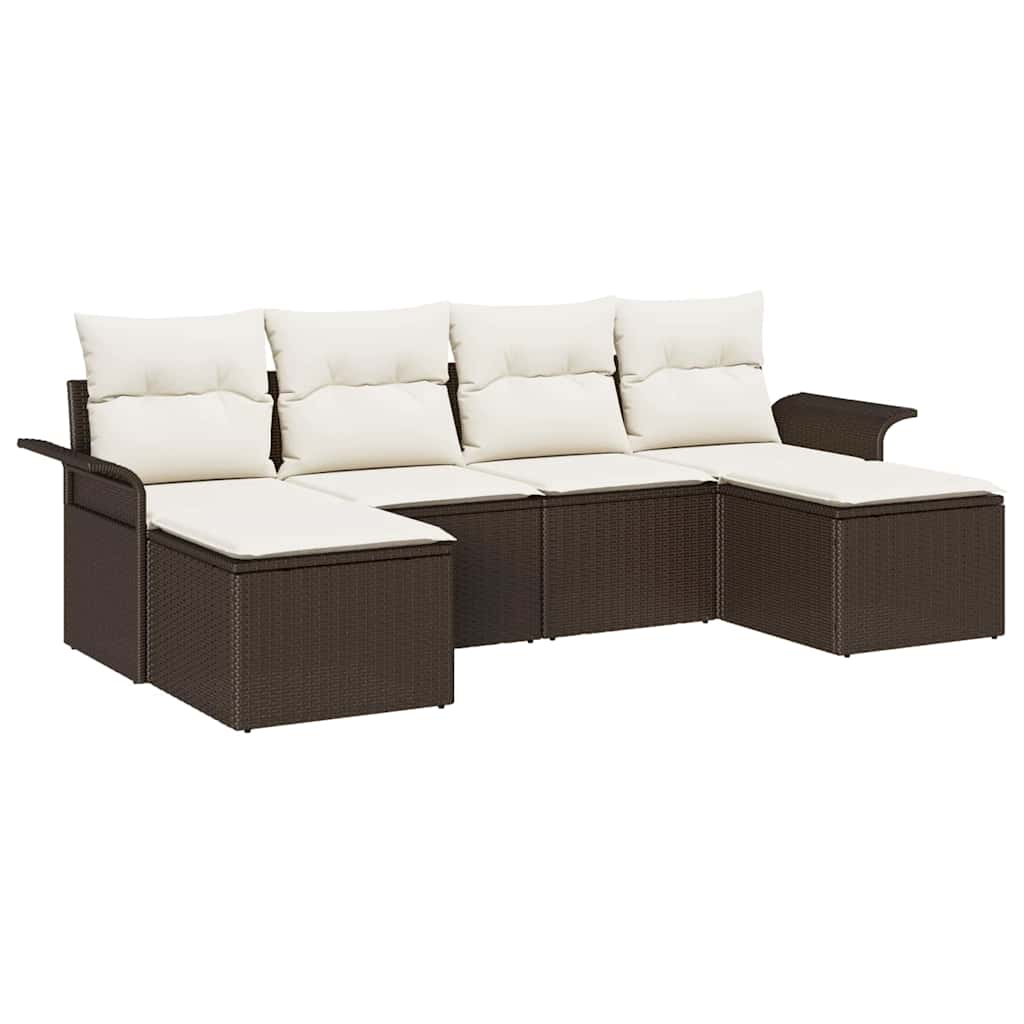 Kerti Kanapé Szett párnával 6 pcs Barna Poli rattan