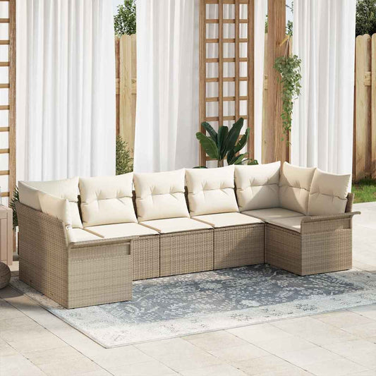 Kerti Kanapé Szett párnával 7 pcs Bézs Poli rattan