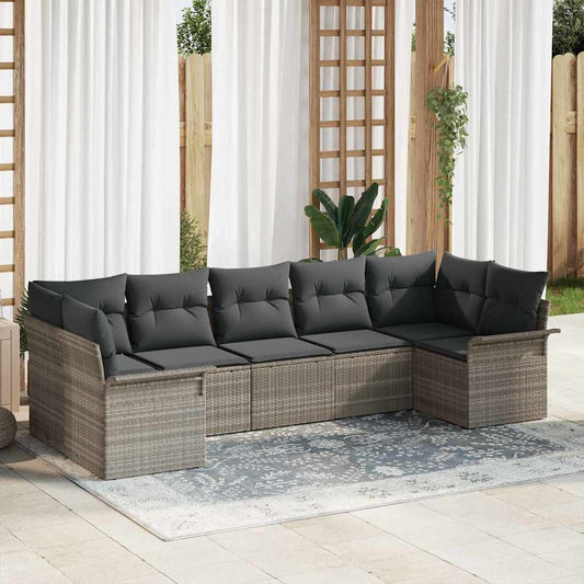 Kerti Kanapé Szett párnával 7 pcs Világosszürke Poli rattan