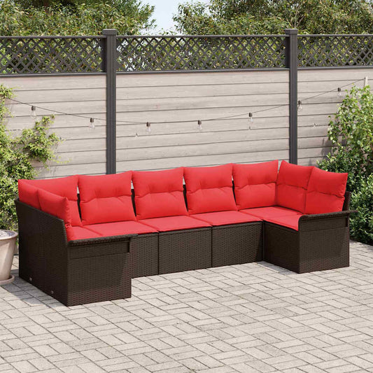 Kerti Kanapé Szett párnával 7 pcs Barna Poli rattan