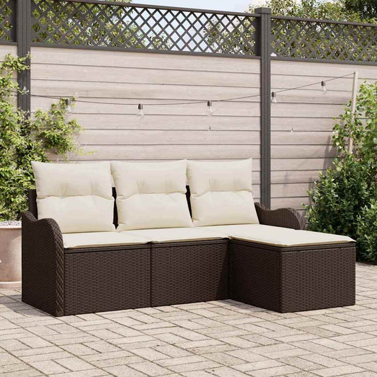 Kerti Kanapé Szett párnával 4 pcs Barna Poli rattan