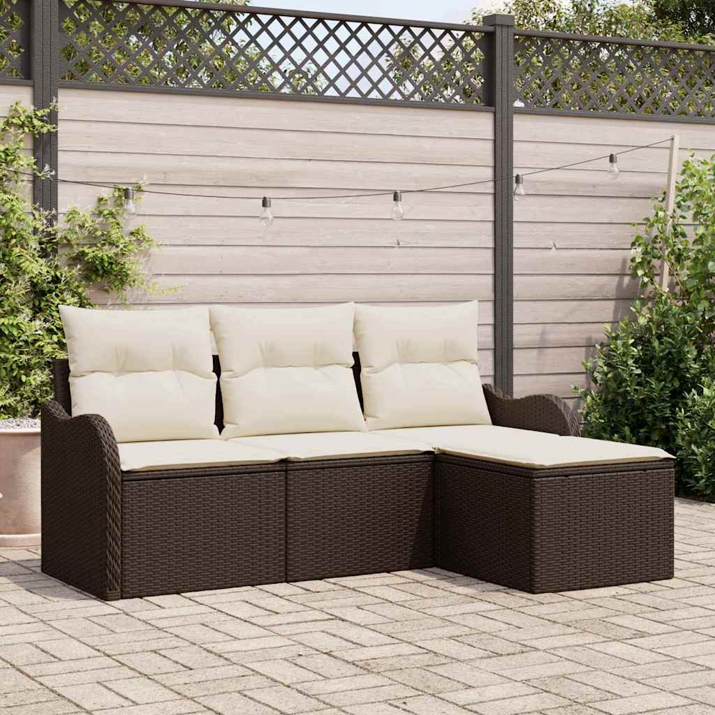 Kerti Kanapé Szett párnával 4 pcs Barna Poli rattan
