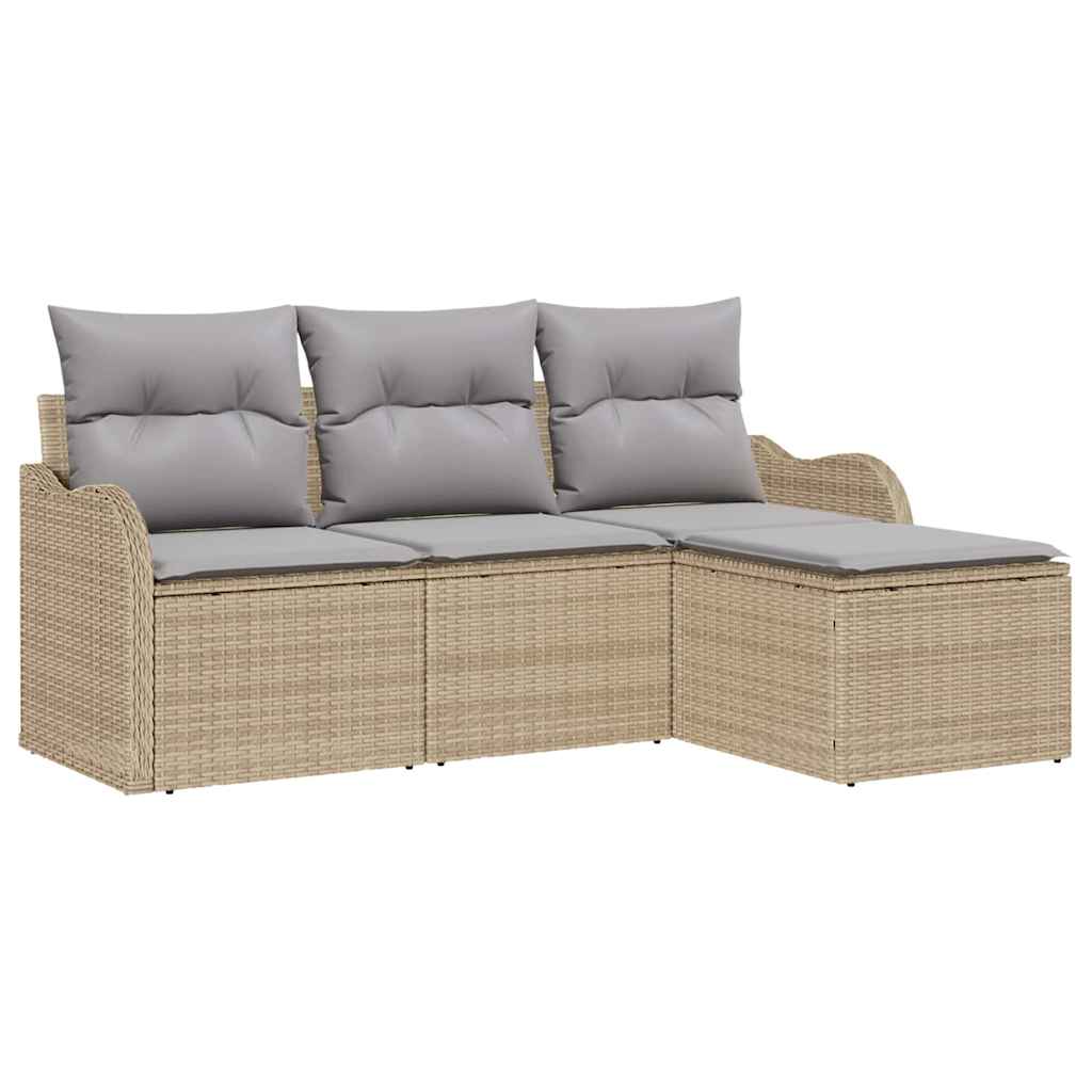Kerti Kanapé Szett párnával tárolóval 4 pcs Bézs polirattan