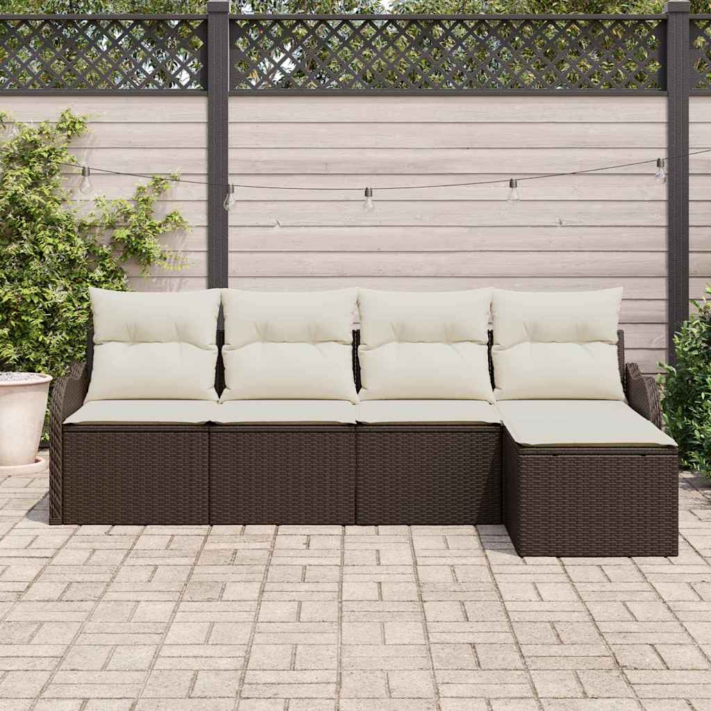 Kerti Kanapé Szett 5 pcs Barna polirattan