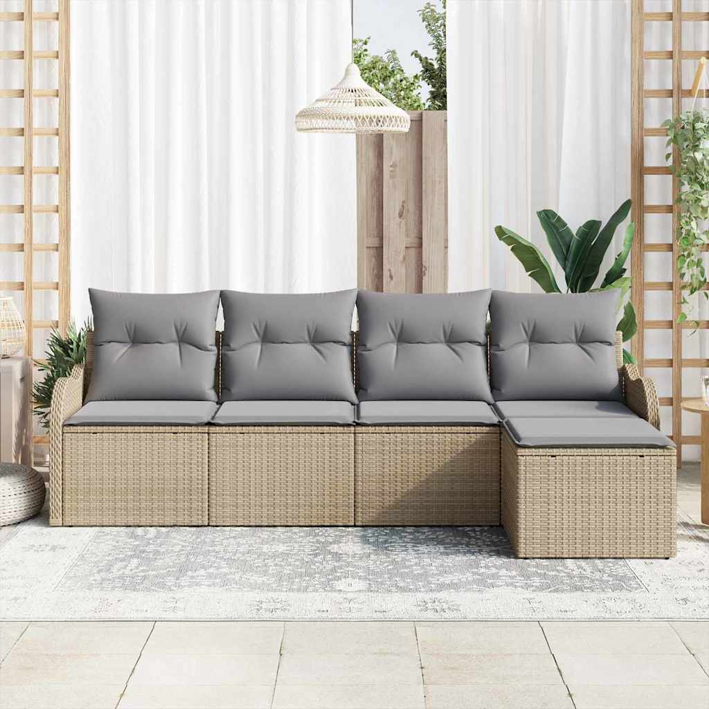 Kerti Kanapé Szett 5 pcs Bézs polirattan