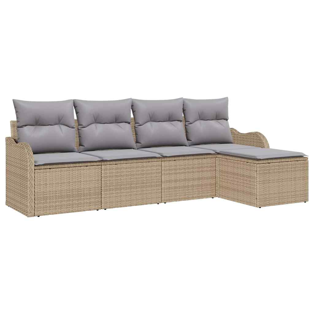 Kerti Kanapé Szett 5 pcs Bézs polirattan