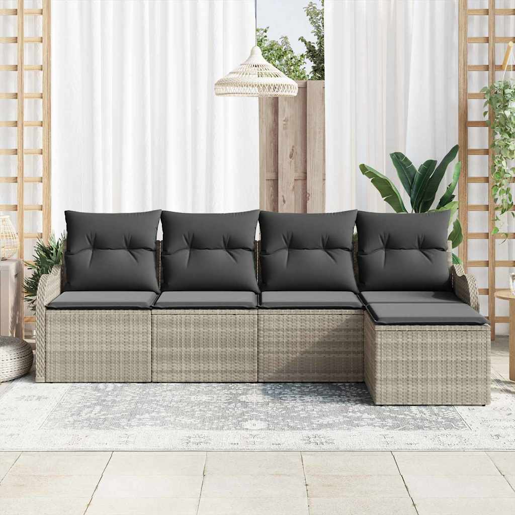 Kerti Kanapé Szett 5 pcs Világosszürke polirattan