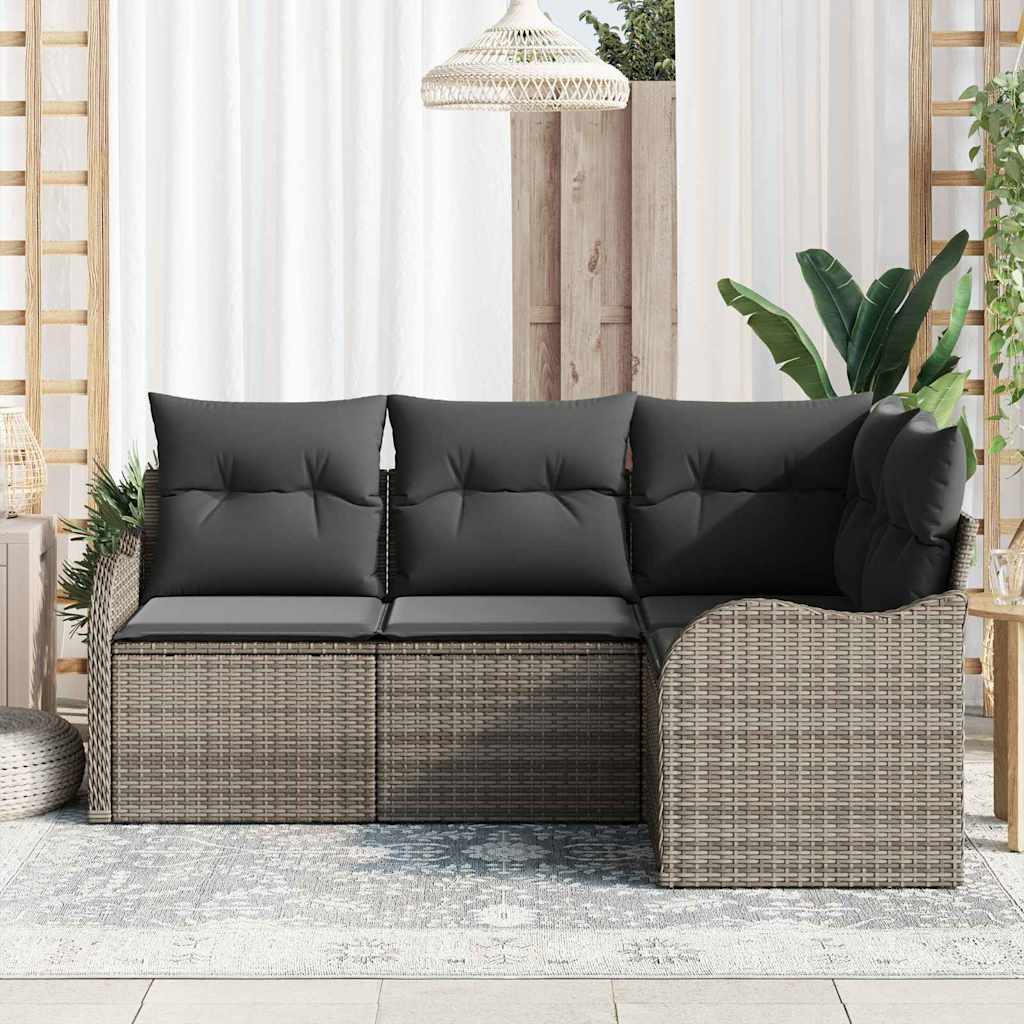 Kerti Kanapé Szett 4 pcs Szürke polirattan