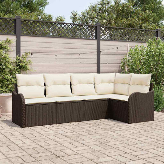 Kerti Kanapé Szett 5 pcs Barna polirattan