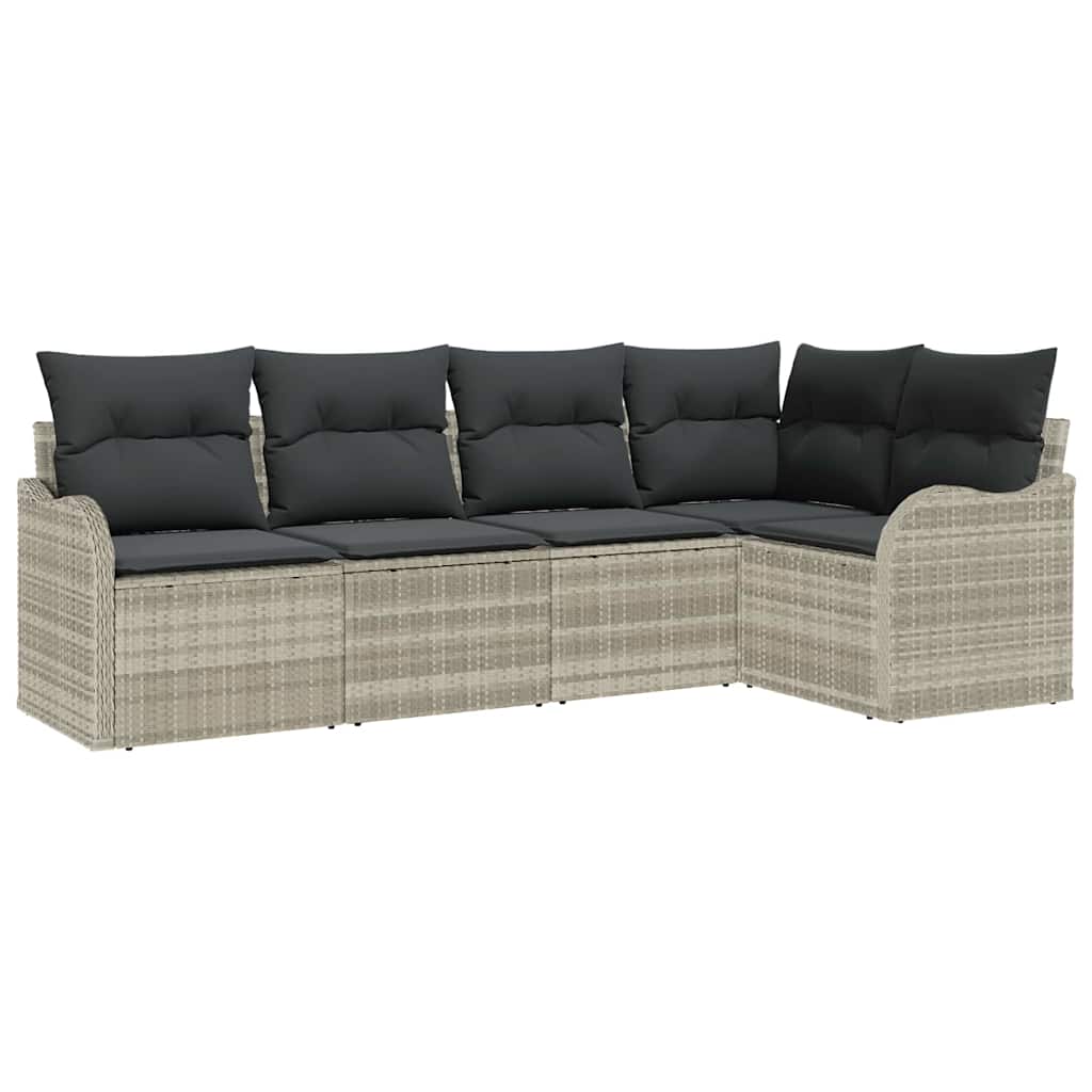 Kerti Kanapé Szett párnával 5 pcs Világosszürke Poli rattan