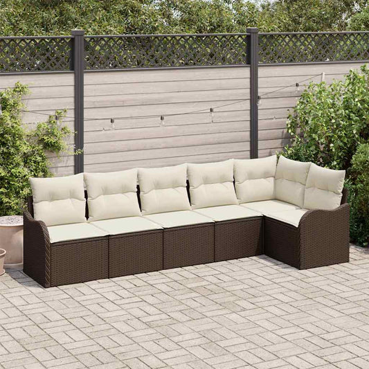Kerti Kanapé Szett 6 pcs Barna polirattan