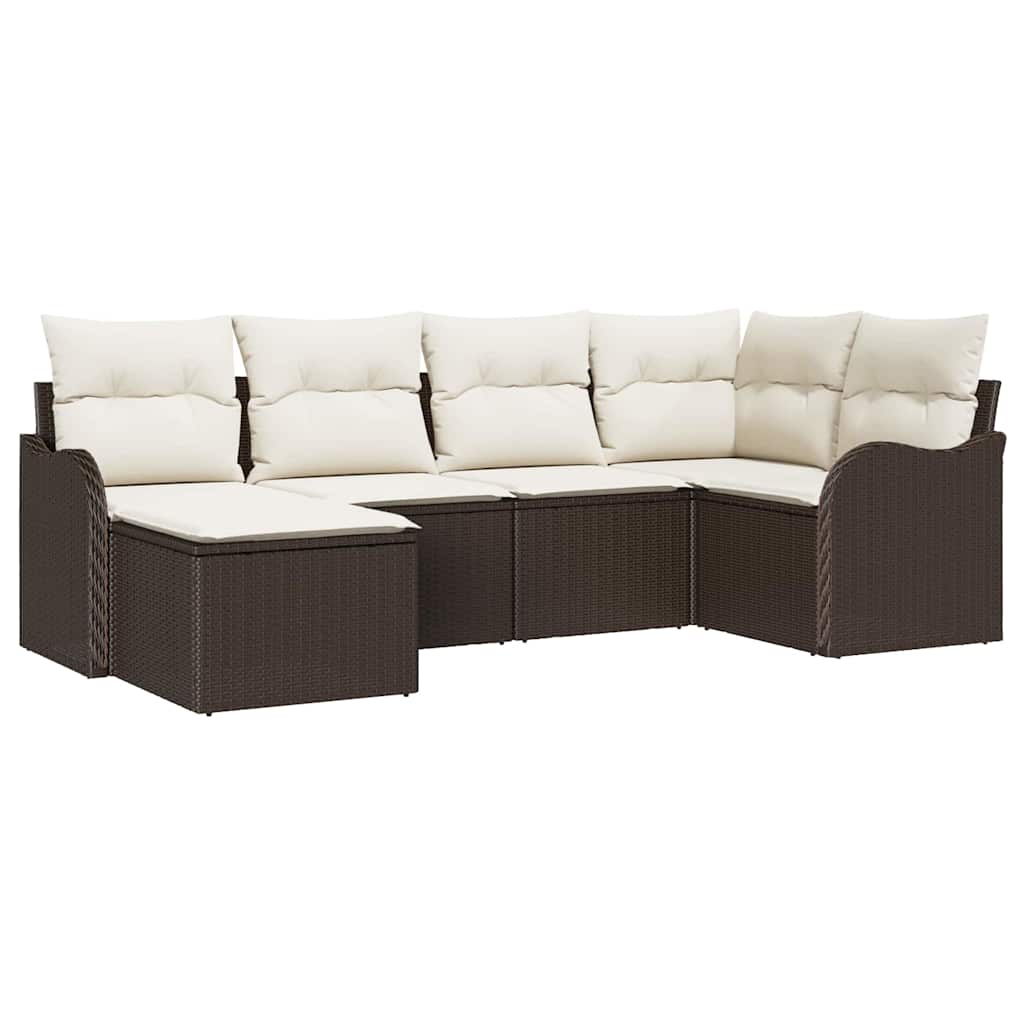Kerti Kanapé Szett párnával 6 pcs Barna Poli rattan