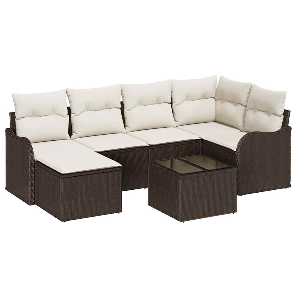 Kerti Kanapé Szett párnával 7 pcs Barna Poli rattan
