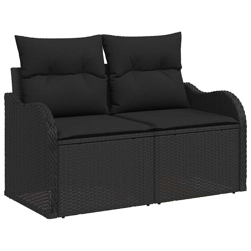 Kerti Kanapé Szett párnával 7 pcs Fekete Poli rattan