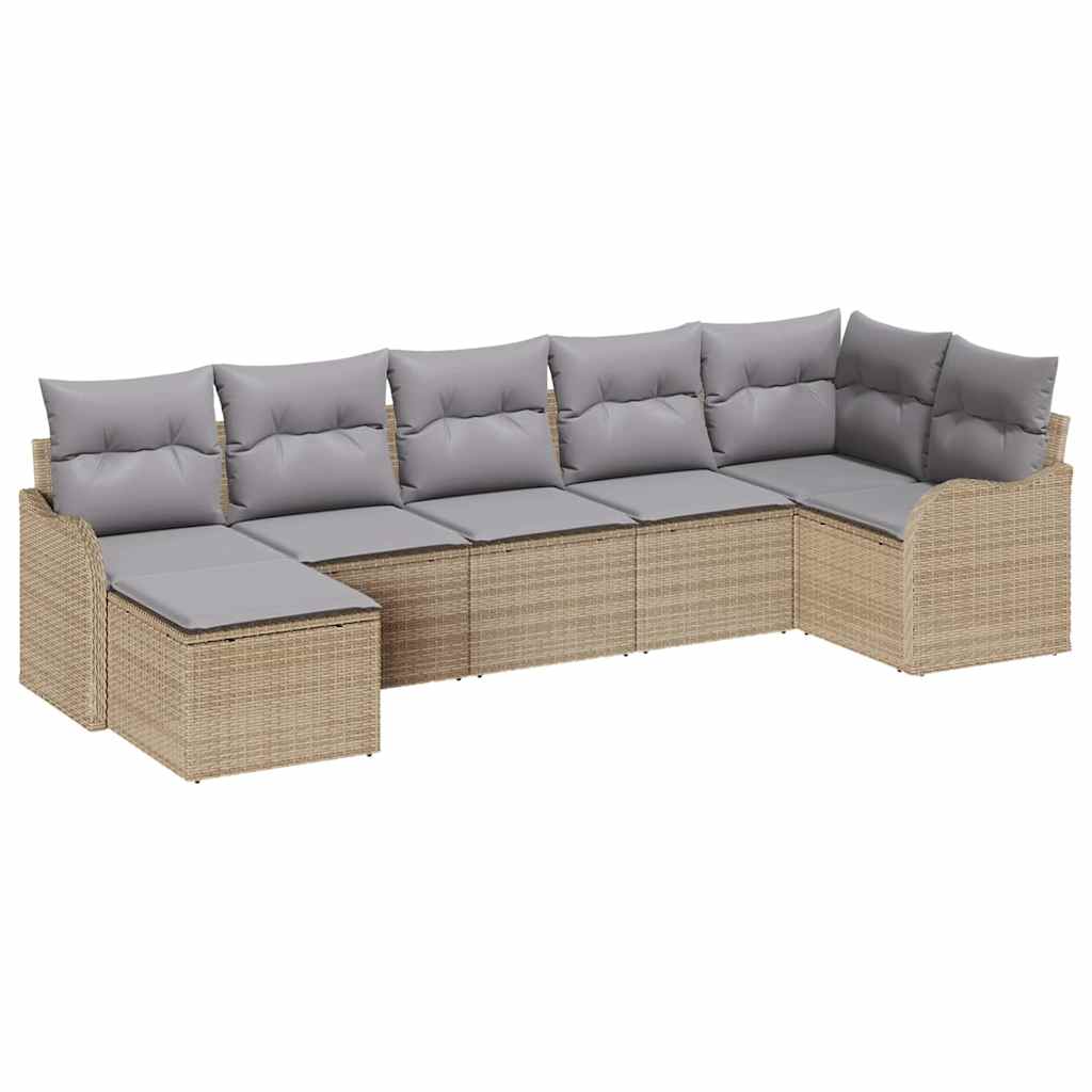 Kerti Kanapé Szett 7 pcs Bézs polirattan