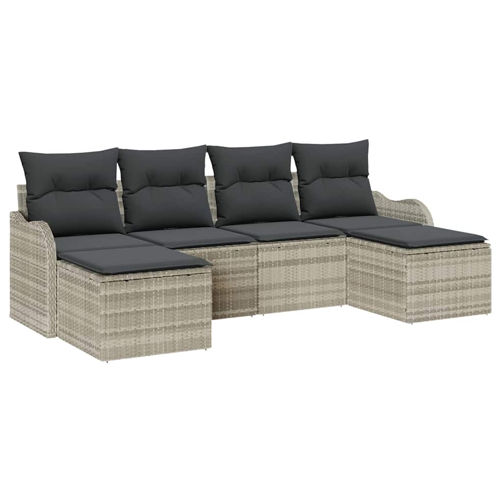 Kerti Kanapé Szett párnával 6 pcs Világosszürke Poli rattan