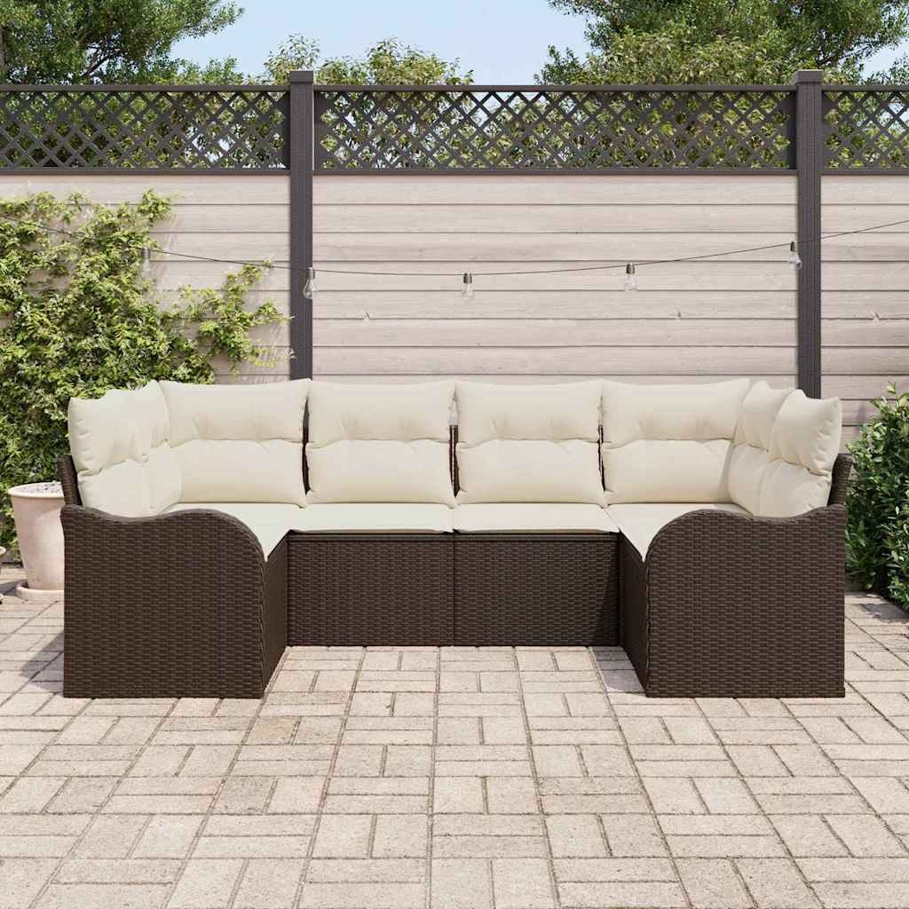 Kerti Kanapé Szett párnával 6 pcs Barna Poli rattan