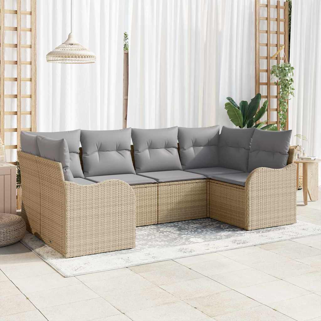 Kerti Kanapé Szett párnával 6 pcs Bézs Poli rattan