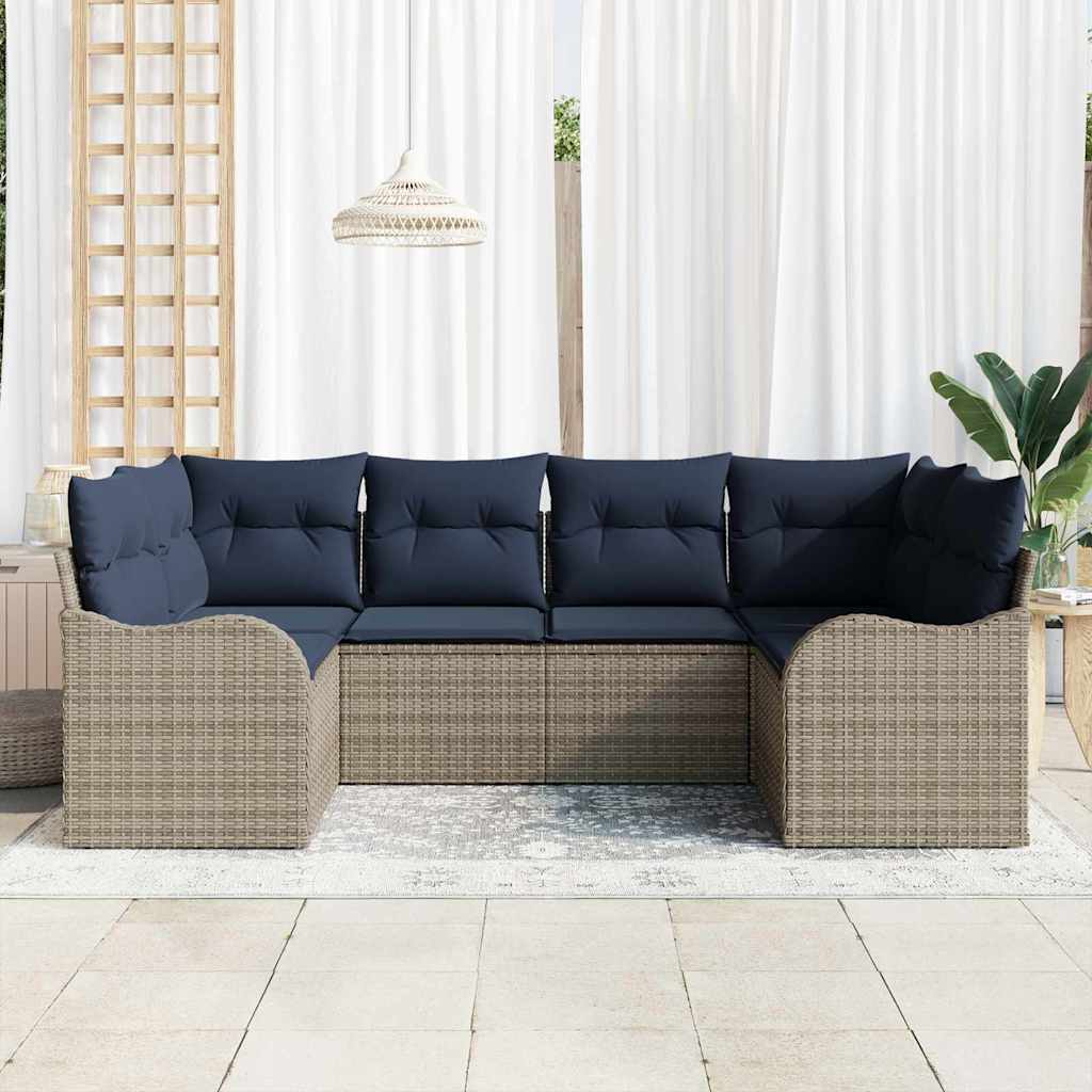 Kanapé Szett 6 db Szürke [Műanyag]: Poly Rattan