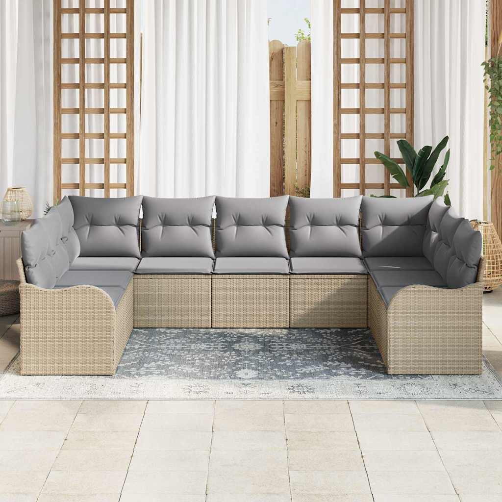 Kerti Kanapé Szett párnával 9 pcs Bézs Poli rattan