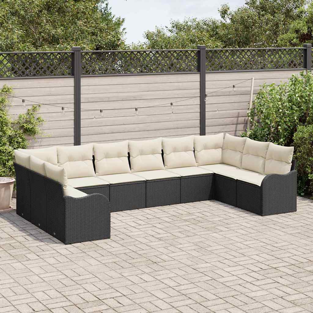 Kerti Kanapé Szett Fekete 344 x 177,5 x 85 cm polirattan